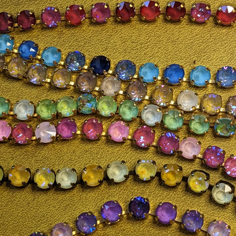 Creamy & Coffee Latte Austrian Crystals in Pastel Tennis Necklace in Gold Plated - Picture 8 of 8